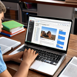 ** Studying search engine concepts. *A focused student studying notes about search engine algorithms and SEO strategies. Books and a laptop are visible.*

**