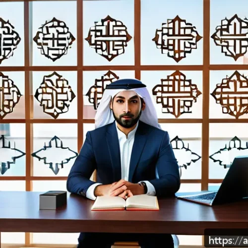 Home 30 인터넷정보검색 자격증과 경력 개발의 상호 보완성 - A professional Arab man in modern business attire sitting at a sleek desk in a contemporary office w...