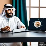 Home 23 인터넷정보검색 실무와 최신 검색 기술 트렌드 - A modern Arabic digital workspace scene featuring a Middle Eastern professional using a sleek laptop...