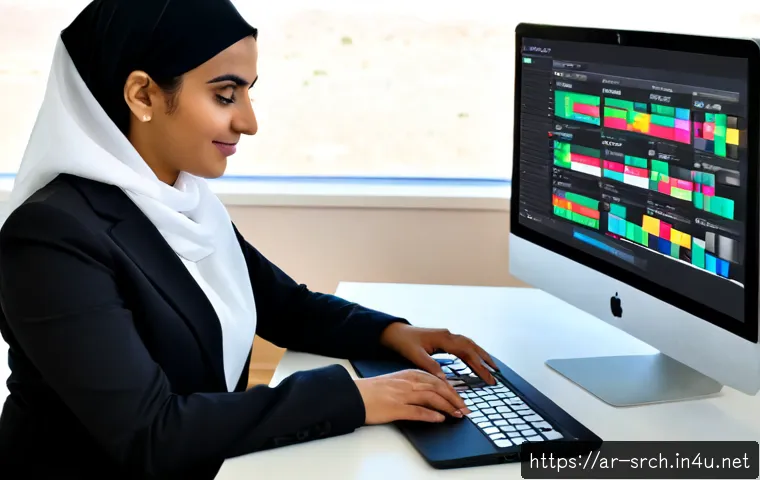인터넷정보검색 실무에서 자주 발생하는 데이터 정리 문제 사례 - Photorealistic Middle Eastern office professional in modest business attire organizing a laptop work...